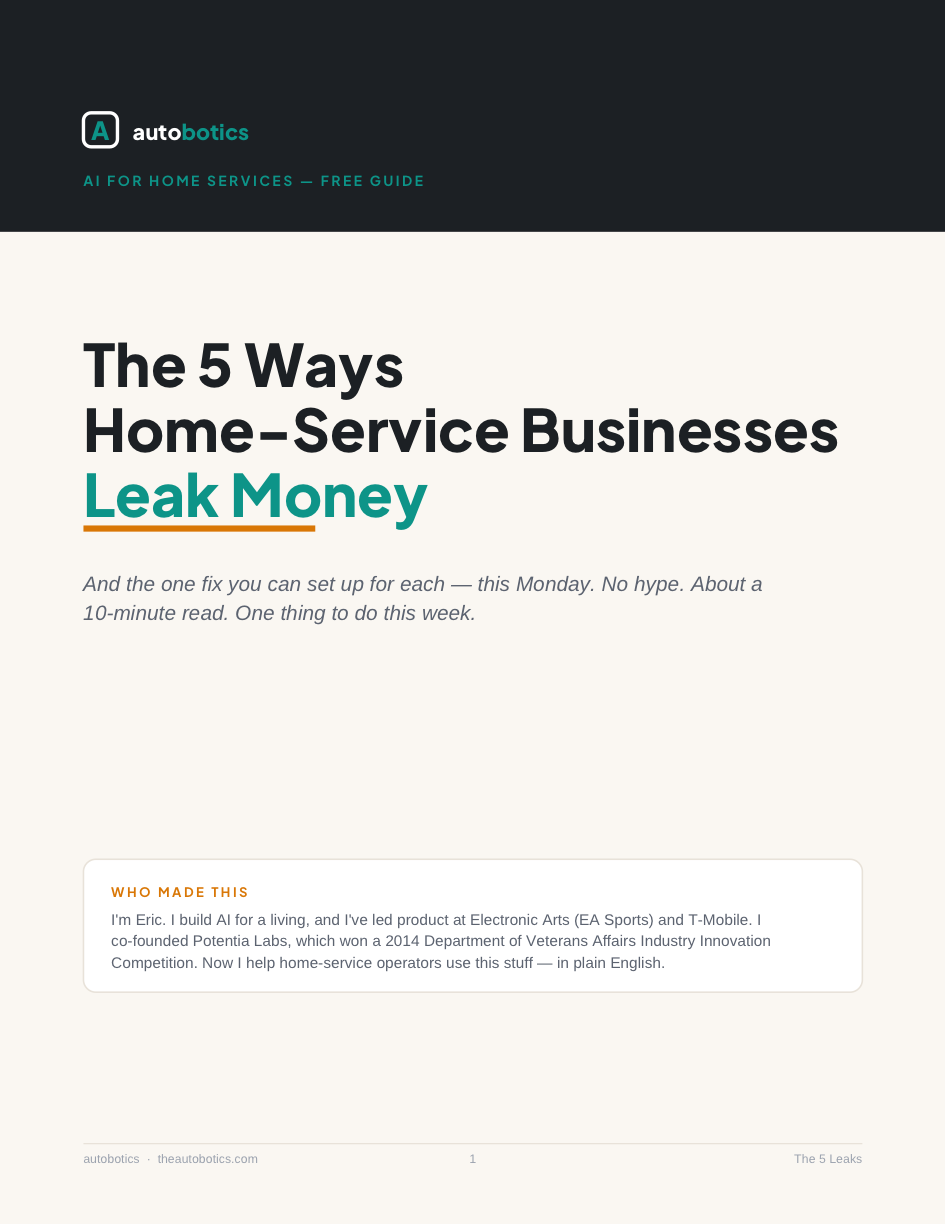 Cover of the free guide: The 5 Ways Home-Service Businesses Leak Money